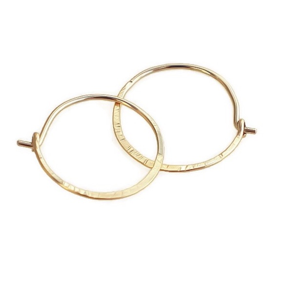 Small sized 3/4โ textured/etched hoop earrings in silver, gold, or rose gold - Picture 4 of 7